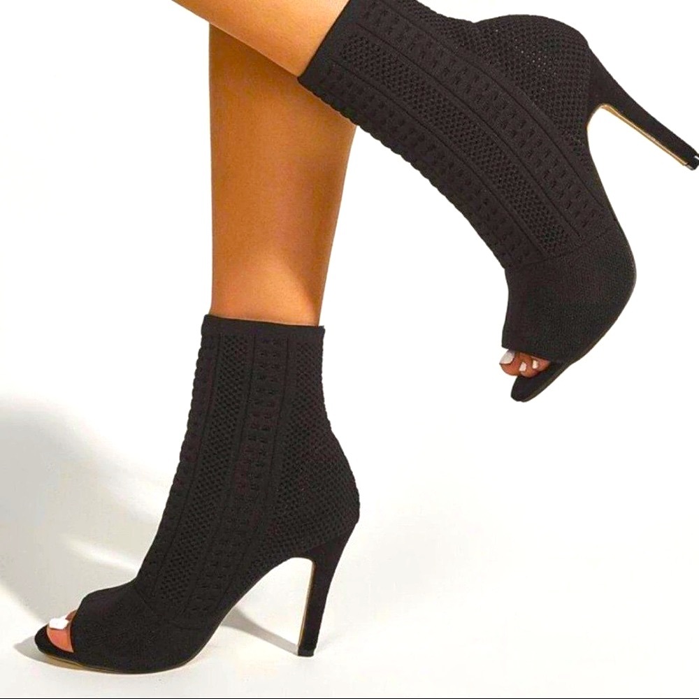 Allegra James peep toe booties.